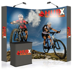 10 ft. Curved Ready Pop Fabric Trade Show Display - 8'h Large Single Sided Graphic Package